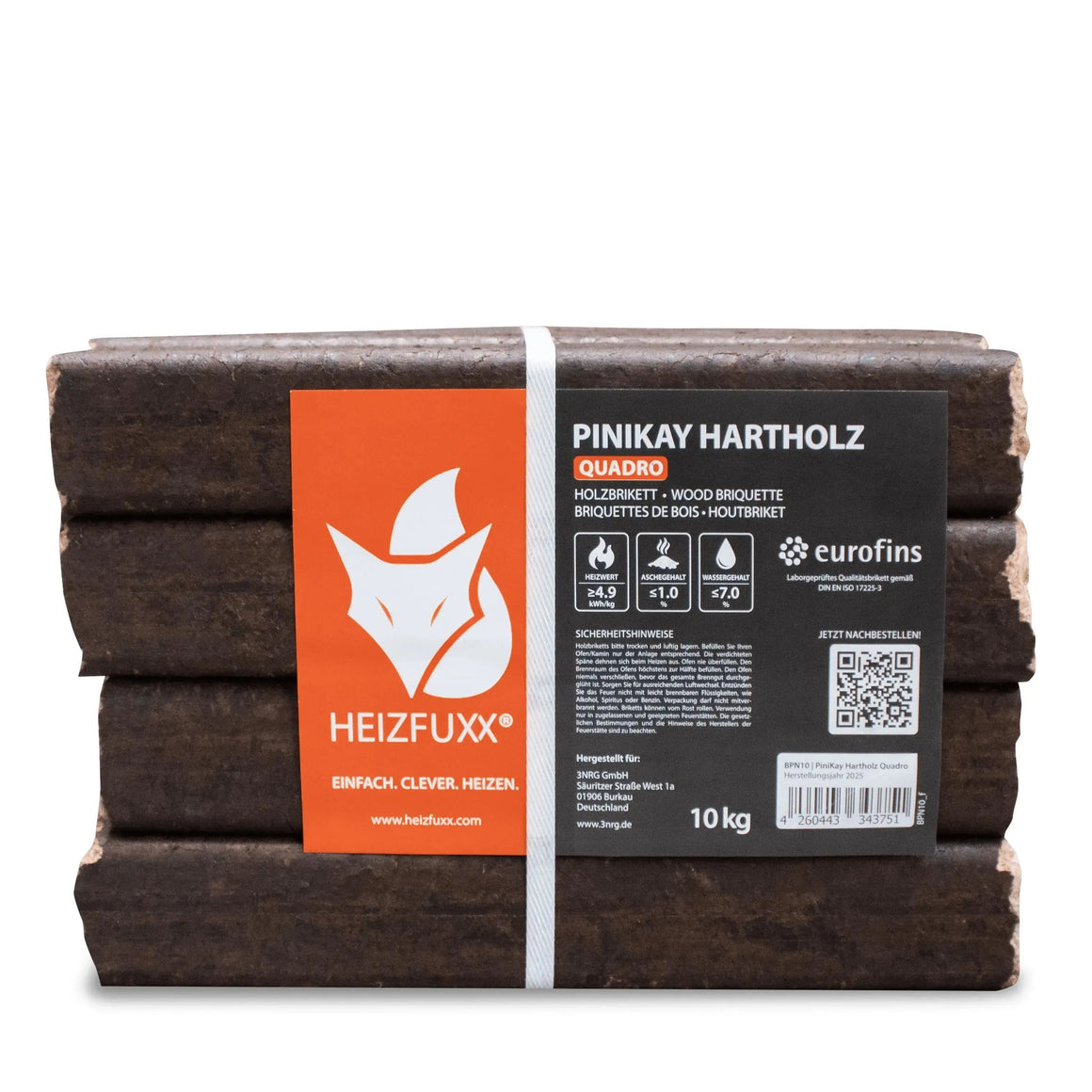 Heizfuxx PiniKay Quadro 10kg x 96 Gebinde 960kg Palette – Bild 2