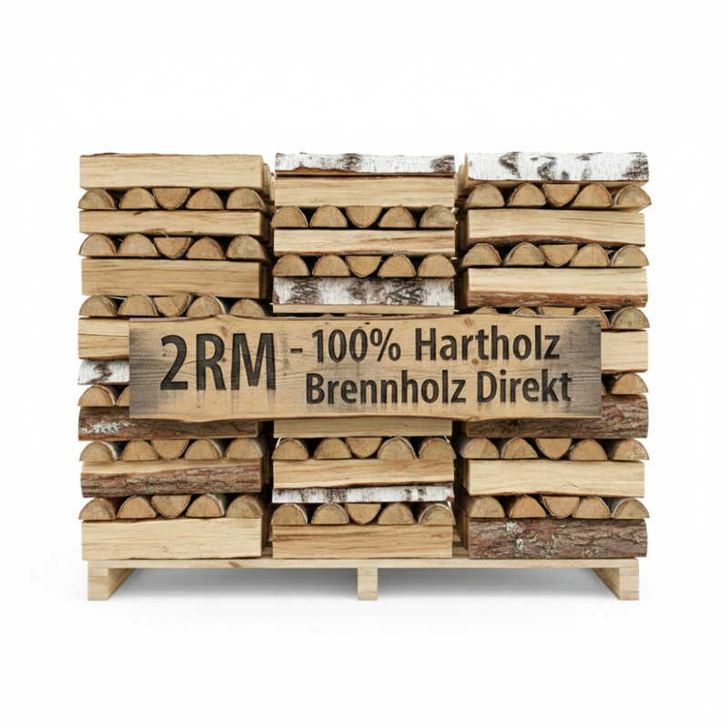Brennholz 1M – Palette 2 Raummeter (2,1 SRM) – 100% Hartholz