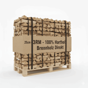 Brennholz 25 cm – Palette 3 RM – (4,08 SRM) -100% Hartholz