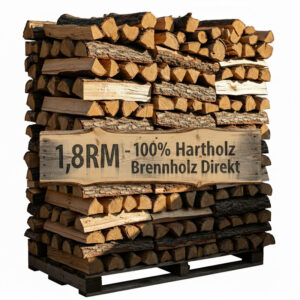 Brennholz 40 cm – Palette 1,8 Raummeter (2,7 Ster) – 100% Hartholz
