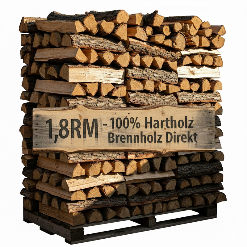 Brennholz 40 cm – Palette 1,8 Raummeter (2,7 Ster) – 100% Hartholz