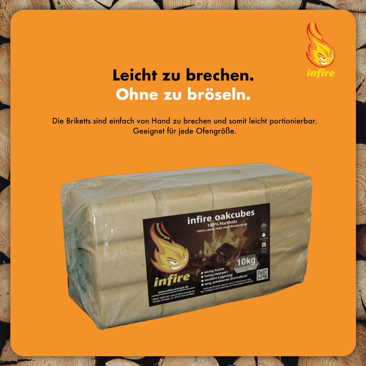Oakcubes – Hartholzbriketts – einzeln 10 kg – Bild 2