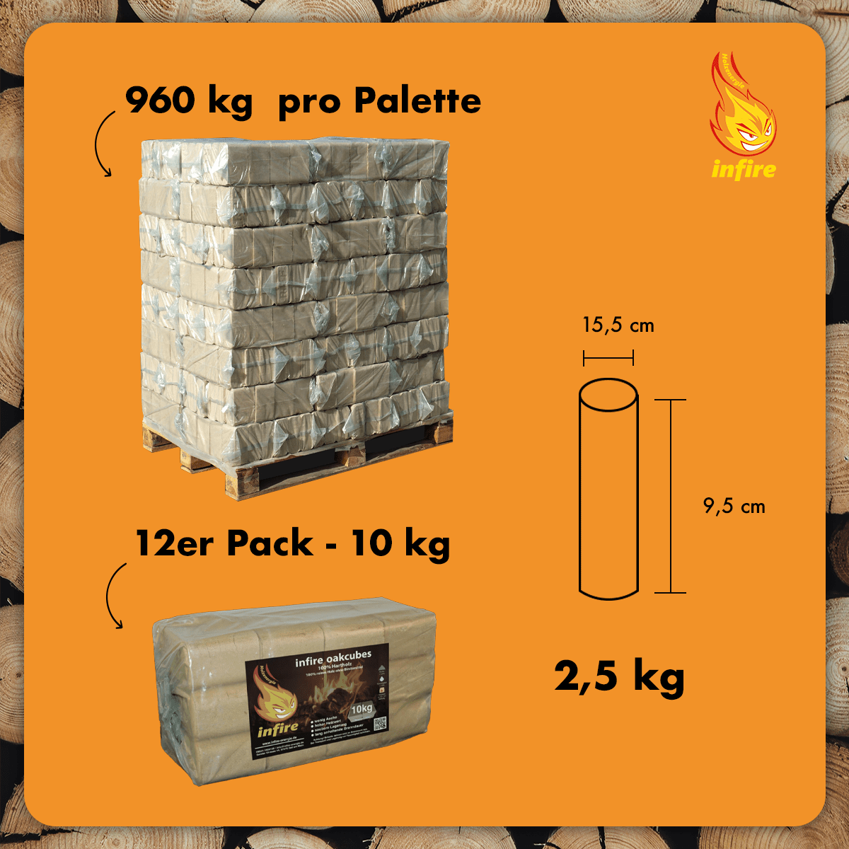 Oakcubes – Hartholzbriketts – einzeln 10 kg – Bild 3