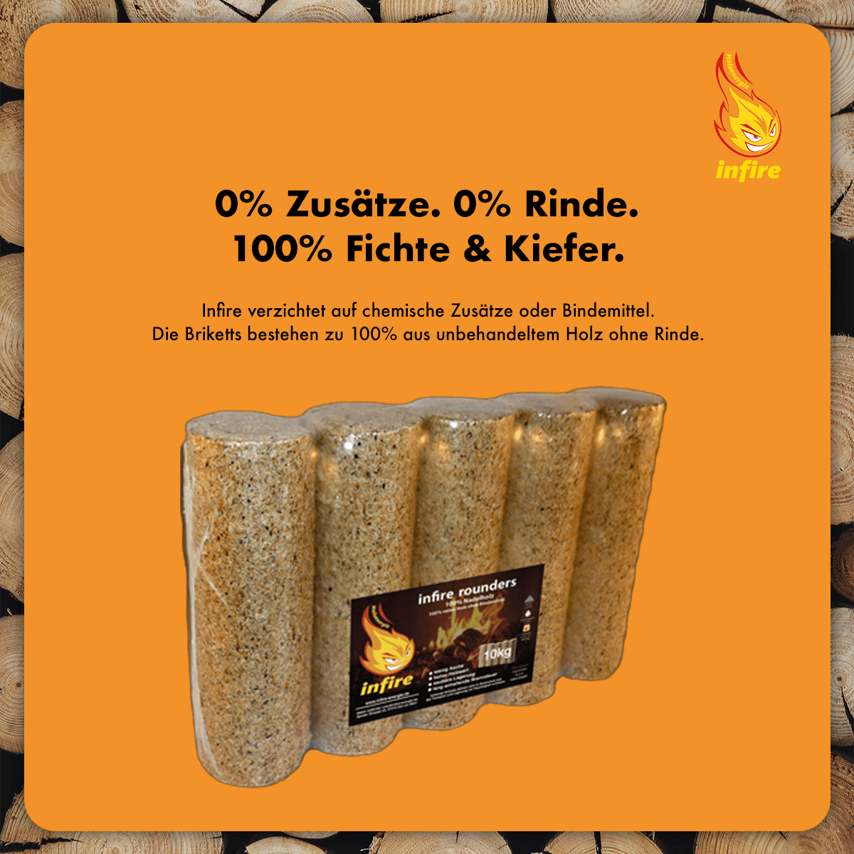 rounders Nadelholzbriketts – einzeln 10 kg – Bild 3
