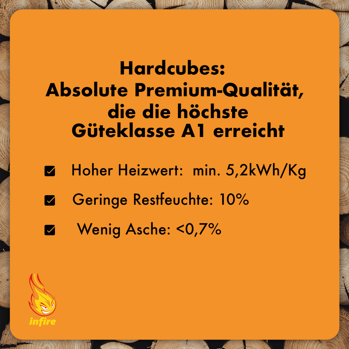 hardcubes – Mischholzbriketts – einzeln 10 kg – Bild 2