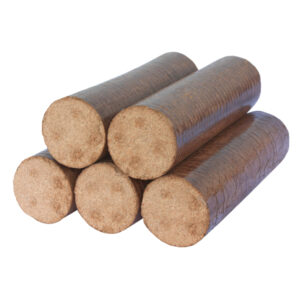 Hartholzbriketts Buche / Eiche rund in Folie – 960 kg Palette