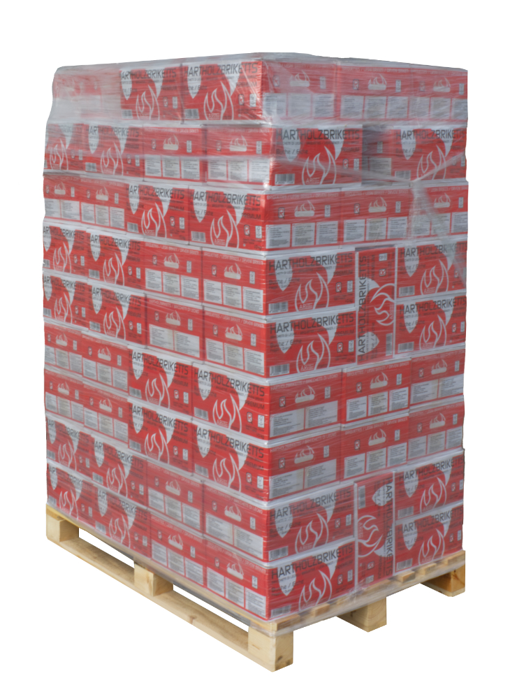 Hartholzbriketts Buche/Eiche rund im Karton – 960kg-Palette – Bild 6