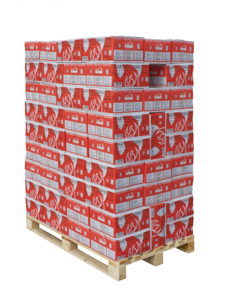 Hartholzbriketts Buche/Eiche rund im Karton – 960kg-Palette – Bild 5
