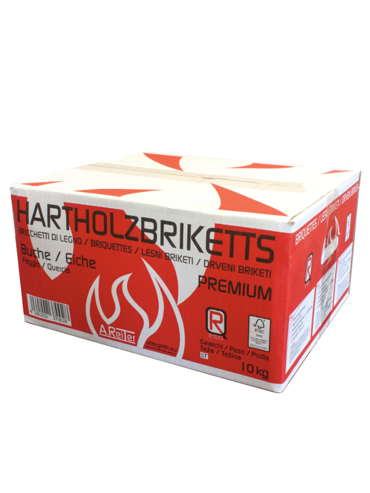 Hartholzbriketts Buche/Eiche rund im Karton – 960kg-Palette – Bild 3