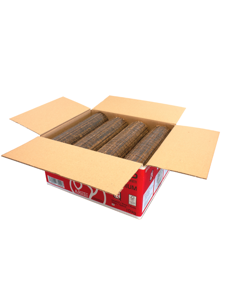 Hartholzbriketts Buche/Eiche rund im Karton – 960kg-Palette – Bild 4