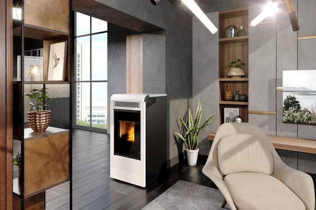 Stufa a pellet canalizzata Gaia 13.5 kW bianco