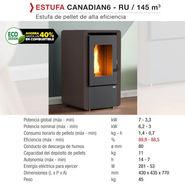 Stufa a pellet canadese Mignon 7kW marrone - immagine 4