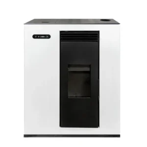 Stufa a pellet canalizzata Vertex Slim 10,5 kW, bianca