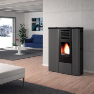 Stufa a pellet canalizzata Lia Slim 8.5 kW grigio