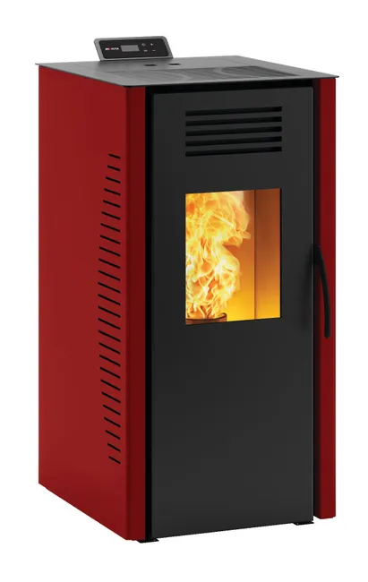 Stufa a pellet ventilata Burano 8 WI-FI plus 8 kW rosso