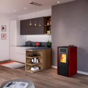 Stufa a pellet ventilata Nuova Vieste 7.3 kW bordeaux