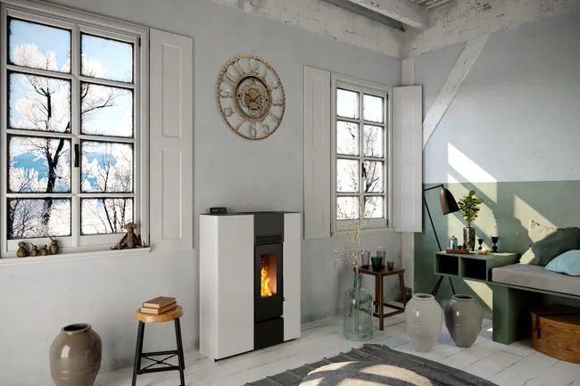 Stufa a pellet canalizzata Palmas 10.3 kW bianco - immagine 10